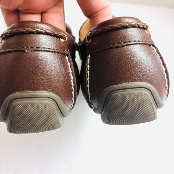 NWT Alfani Brown Pebble Leather Square Toe Tanner Driver Loafers Shoes 9.5